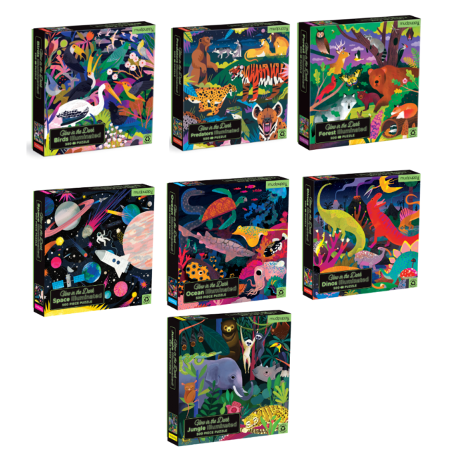 Mudpuppy 500 Pc Glow in Dark Puzzle Pack -14 Assorted