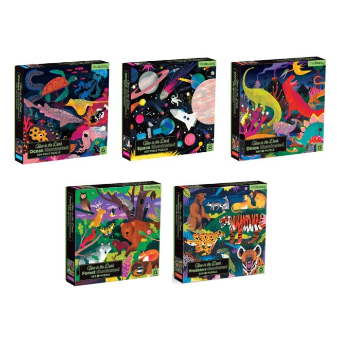 Mudpuppy 500 Pc Glow in Dark Puzzle Pack -10 Assorted