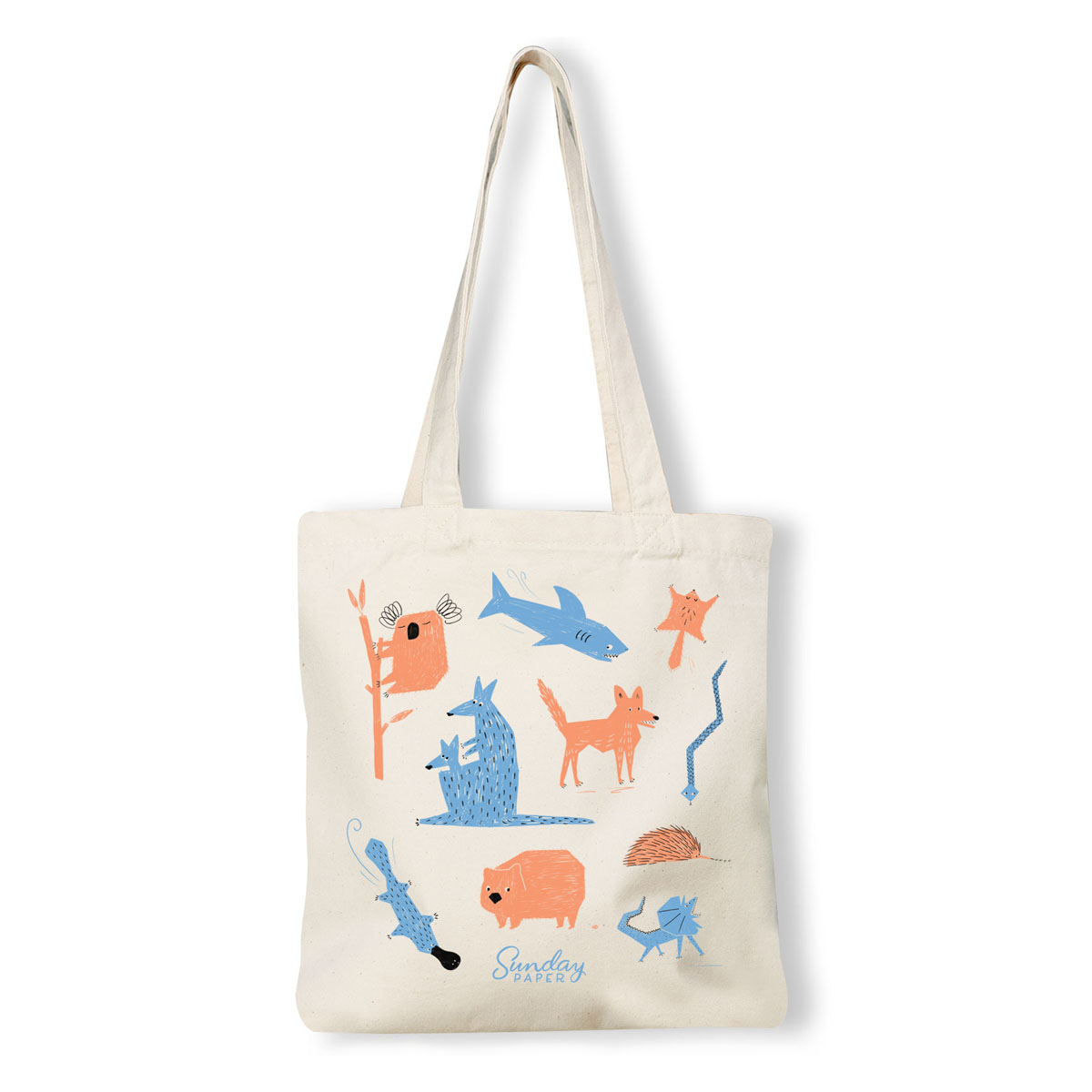 Sunday Paper Tote Bag - Native Animal Print - Bobangles