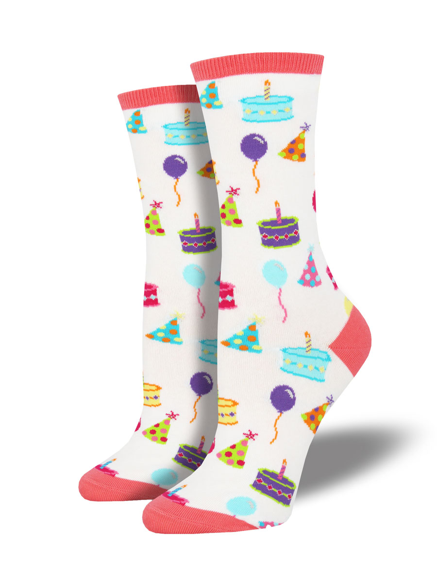 Socksmith Ladies Socks - Happy Birthday to You White - Bobangles