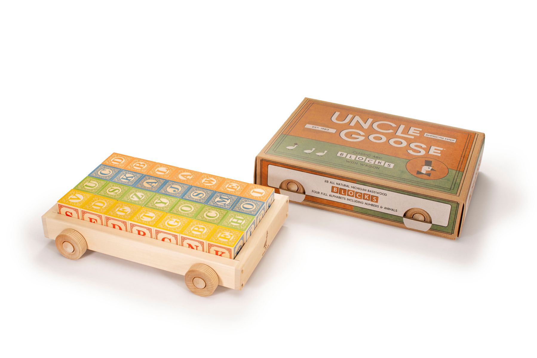 Uncle Goose Classic ABC Blocks with Wagon - Bobangles
