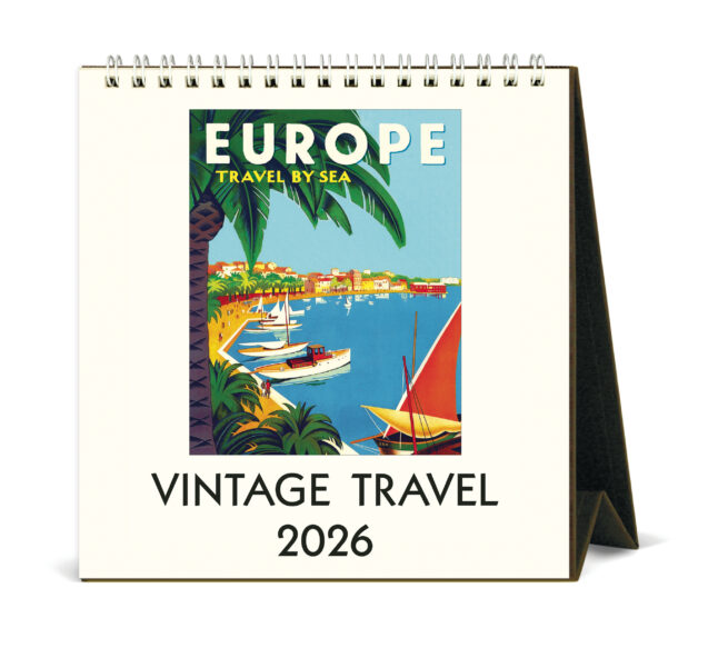 Cavallini 2026 Desk Calendar -  Vintage Travel