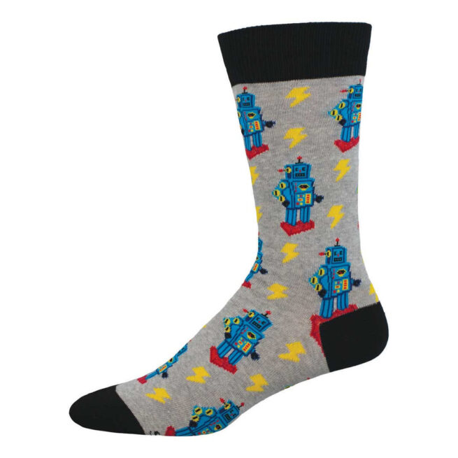 Socksmith Mens Socks - Charge of Robots Grey